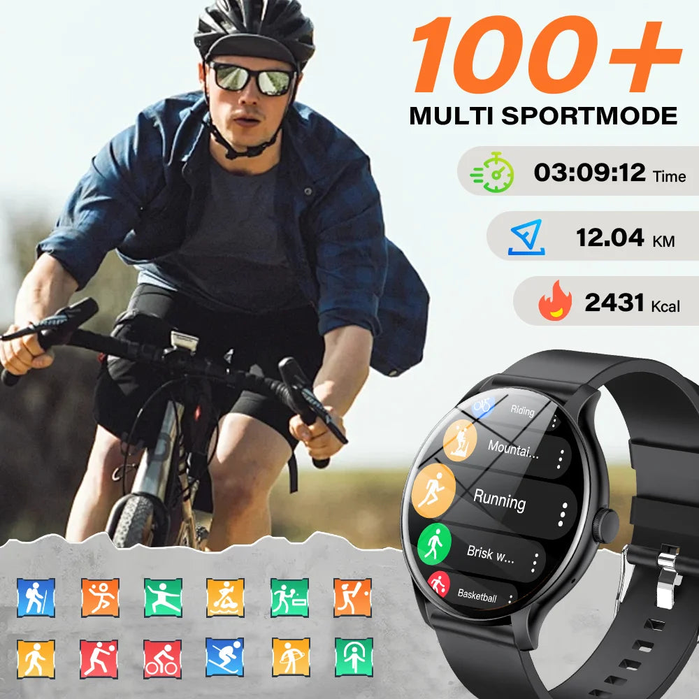 LAXASFIT 2025 New Smart Watch Men's Full Touch Screen Sports Watch Bluetooth Dial and Answer Smart Watch Women's Holiday Gift