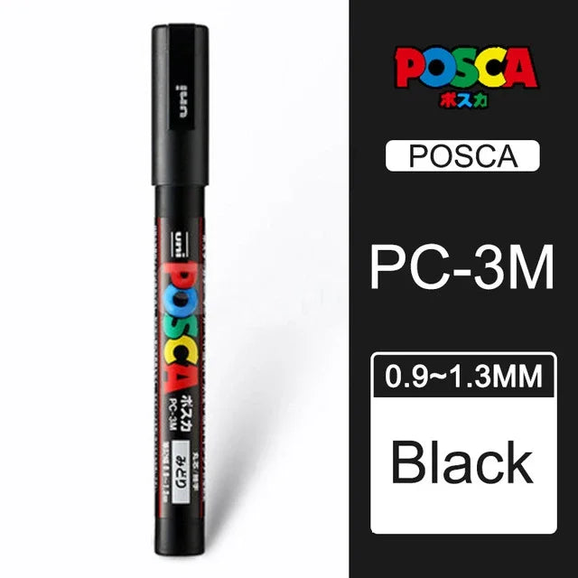 UNI POSCA Markers Set PC-1M/3M/5M Permanent Acrylic Paint Pen Quick Dry Graffiti Painting Art Supplies Japanese Stationery