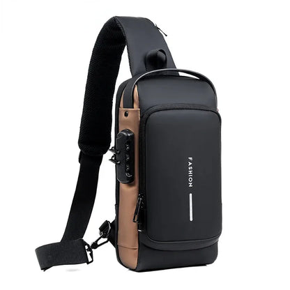 Men's anti-theft chest bag, multifunctional USB crossbody bag, travel sling bag, crossbody bag
