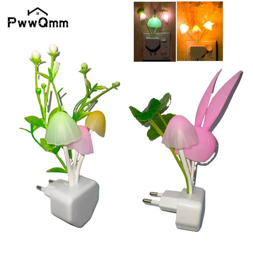 LED Mushroom Lamp Novelty Night Light Fungus Luminaria Lamp  LED Night Lights Sensor 85-265V Water Grass Luminaria Lamp