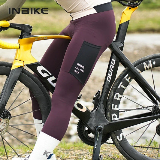 INBIKE Winter Cycling Bib Pants Thermal Fleece Men's MTB Cycling Clothing 3D Padded Cold Weather Bike Bib Tights Legging Clothes
