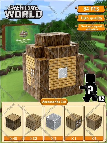 Magnetische Bausteine ​​Mine World Magnetwürfel-Set für Jungen und Mädchen, Kinder ab 3 Jahren, DIY-Modell, Kinder, STEM, sensorisches Spielzeug, Geschenk 