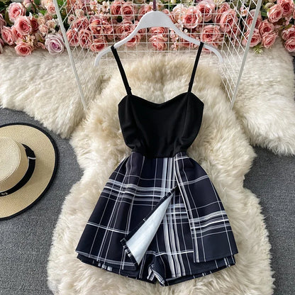 2021 plaid bodysuit woman Sexy Bodysuits strap jumpsuits woman rompers for women shorts hot playsuit