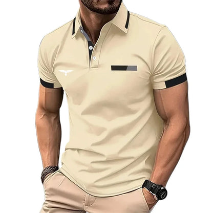 Men's Polo Shirt Button Up Polos Casual Holiday Lapel Short Sleeve Fashion Basic Color Block Summer Regular Fit Polo Shirt