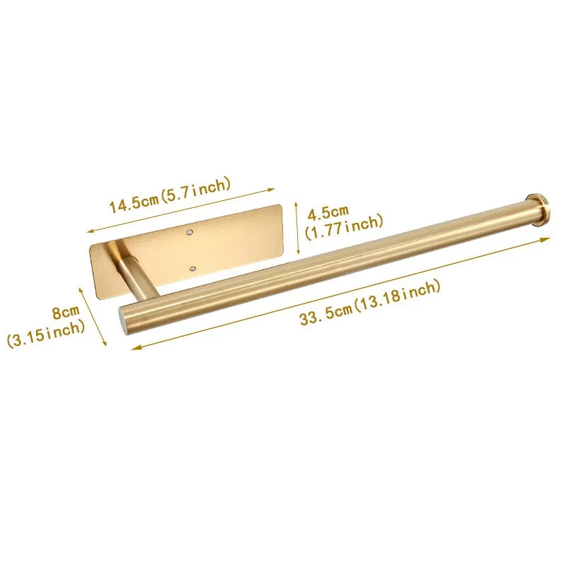 1PC Paper Towel Holder Under Cabinet Wall Mount Stainless Steel Kitchen Paper Towel Black Rack Self Adhesive No Drill Bathroom