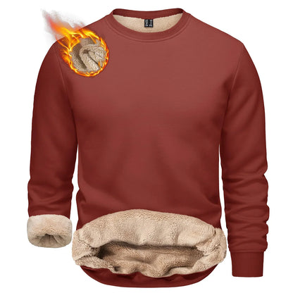 TACVASEN Winter Thicken Fleece Crewneck Sweatshirt Mens Warm Sherpa Lined Heavy Winter Pullover Basic Tops Shirts No Hood Hoodie
