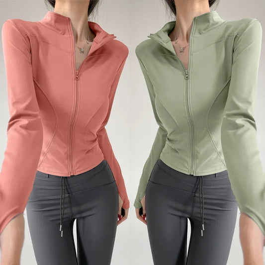 Sun Quick Drying Sports Coat Women's Tight Top Yoga Jacket Long Sleeve Zipper Jacket Running Fitness Women's Jacket S-3XL