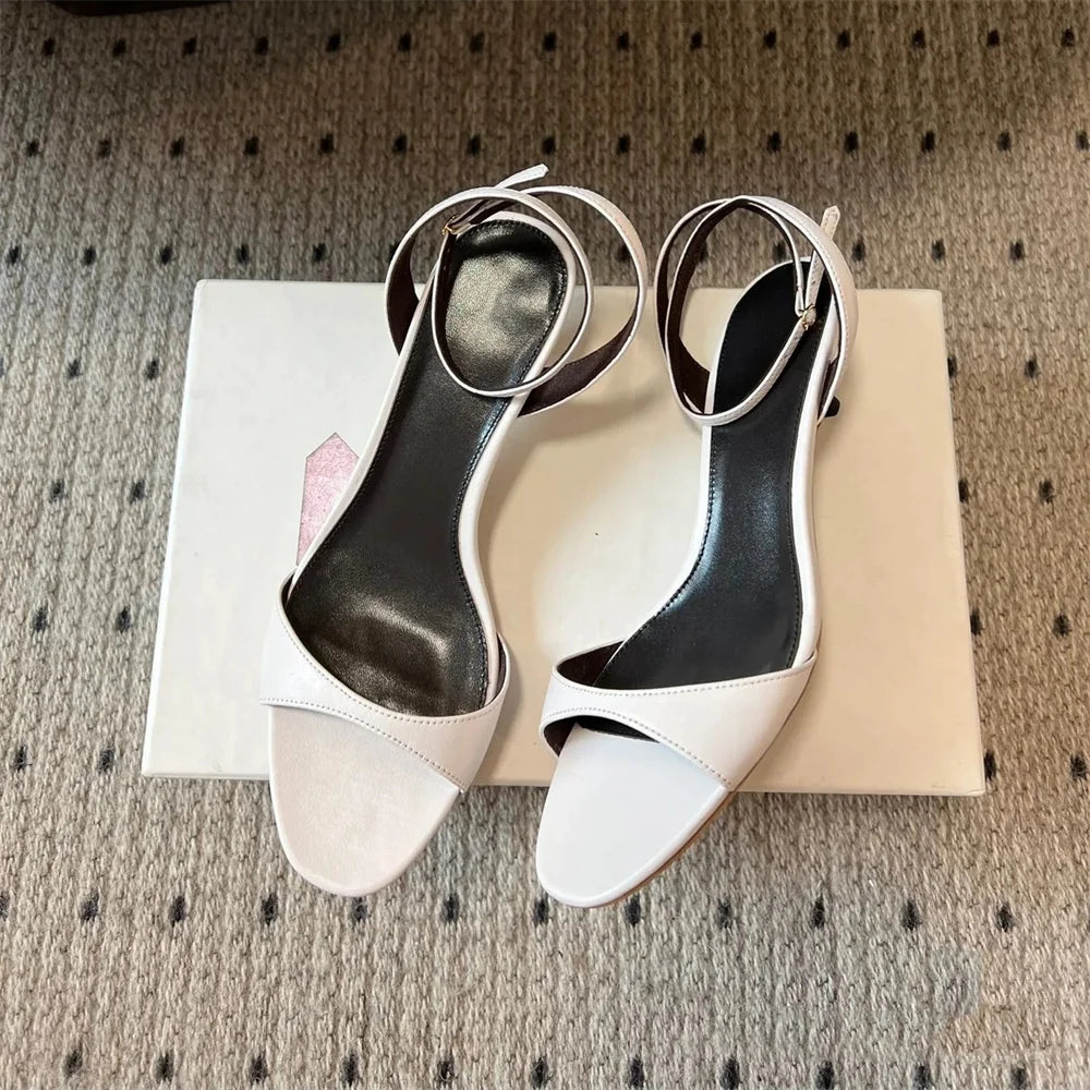 FEDONAS Sexy Women Genuine Leather Sandals Kitten High Heels Summer Party Wedding Shoes Woman Gold Black White Prom Pumps