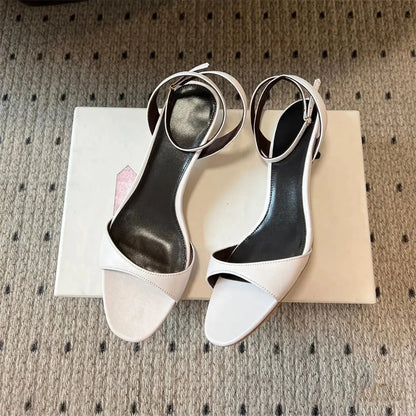 FEDONAS Sexy Women Genuine Leather Sandals Kitten High Heels Summer Party Wedding Shoes Woman Gold Black White Prom Pumps