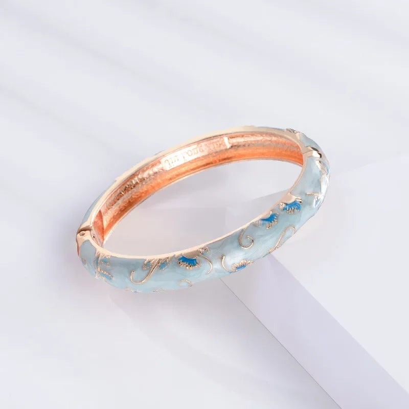 Luxury 2/1 Pcs Flower Bracelet For Women Vintage Bohemian Cloisonne Women's Bangles Jewelry Gifts