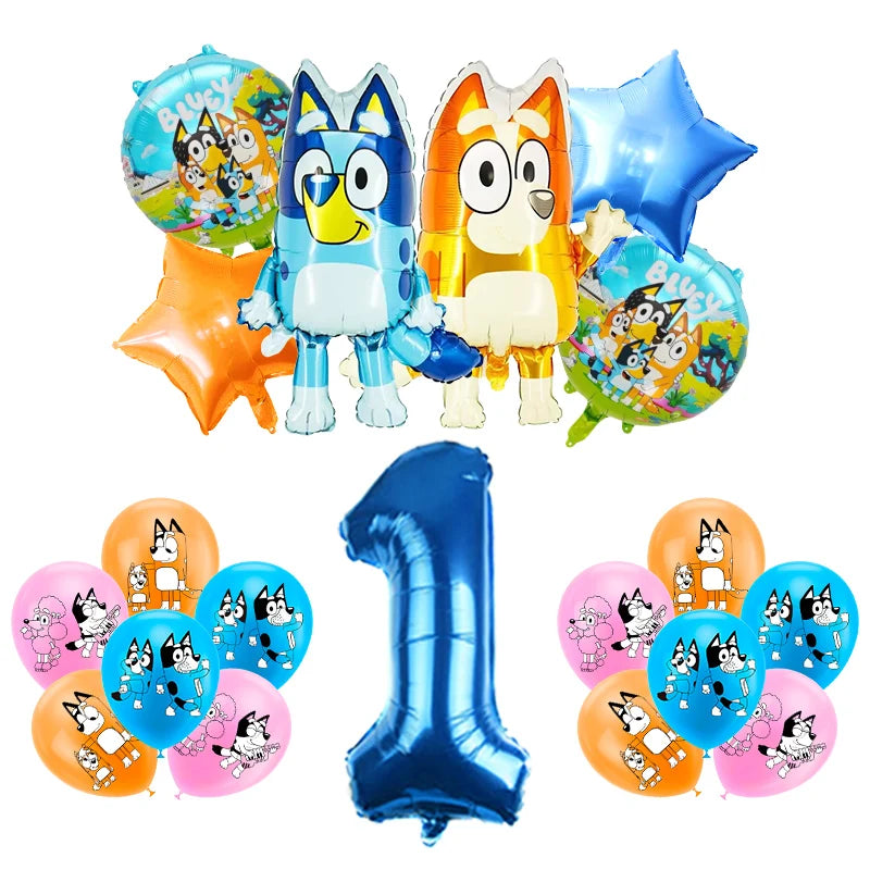 New Bluey Birthday Party Decoration Latex Balloons Bingo Aluminum Film Balloon Disposable Tableware Kids Event Supplies Backdrop