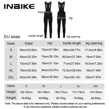 INBIKE Winter Cycling Bib Pants Thermal Fleece Men's MTB Cycling Clothing 3D Padded Cold Weather Bike Bib Tights Legging Clothes