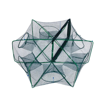 6/8/10 Holes Mesh Portable Fishing Net Cage Folding Crayfish Catcher Casting Fish Crab Crayfish Shrimp Smelt Eels Traps fishing