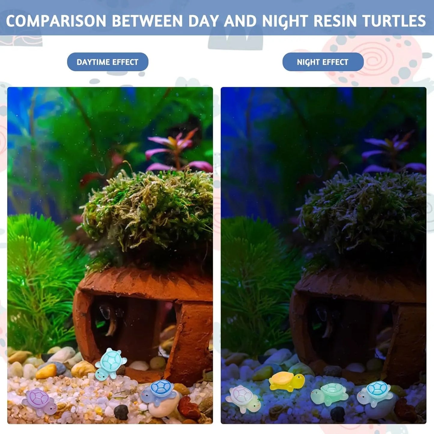 20/50/100 PCS Cute Mini Luminous Turtle Ornaments Glowing in The Dark MiniTurtle Micro Landscape Kids Toys Home Decoration Gift