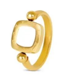 Shiny Crystal High End Non Tarnish Fashion Geometric Open Gold Plated Stainless Steel Rings for Women Wedding Ring Jewelry Gifts