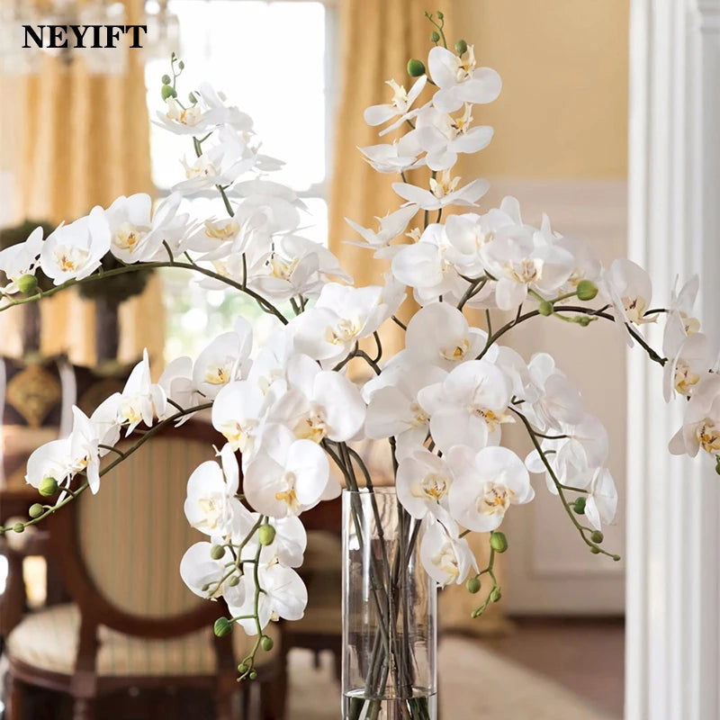 9 Heads 98cm Artificial Butterfly Orchid Flowers Fake Moth Orchids Flowers for Wedding Christmas Festival Home Decor