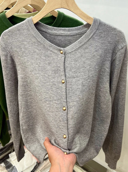 AOSSVIAO Long Sleeve Sweaters Cardigan Spring Autumn Women O-Neck Knitwear Tops Clothing Fashion Basic Tops