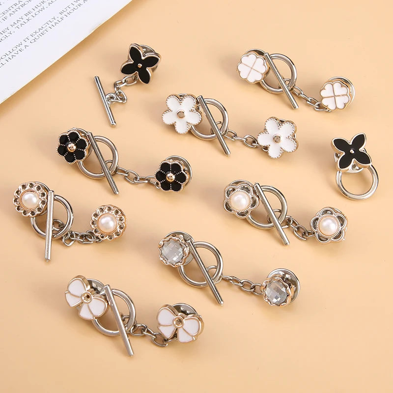 5sets Metal OT Button Up Clothes With No Sewing, Mother Button Up, Coat, Sweater, Cardigan, Women's Decorative Brooch Button