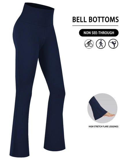 Women's Super Soft Flare Pants High Waisted Tummy Control Workout Yoga Leggings Bell Bottoms