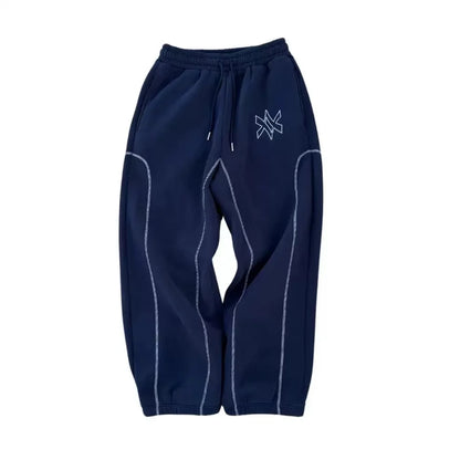 American Y2K Casual Zipper Hoodie Sweatpant Two Piece Set HipHop Oversized Embroidery Sweatshirts Men Women Casual Pants