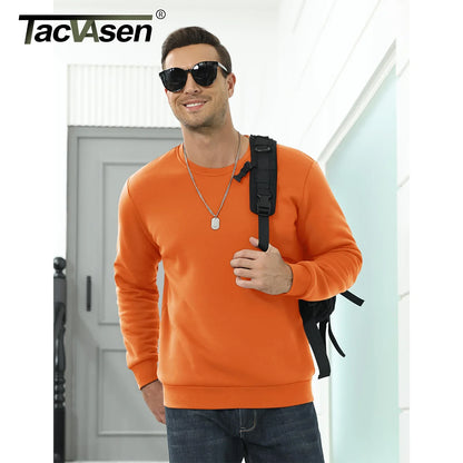 TACVASEN Winter Thicken Fleece Crewneck Sweatshirt Mens Warm Sherpa Lined Heavy Winter Pullover Basic Tops Shirts No Hood Hoodie