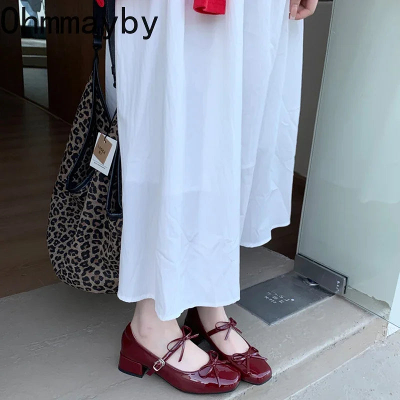 2025 Spring Autumn Women Mary Jane Shoes Fashion Butterfly-knot Shoes Casual Low Heel Dress Street Style Shoes