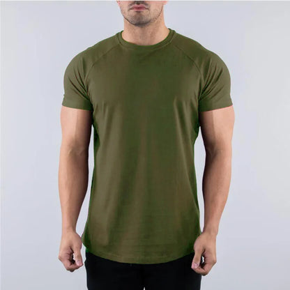 Men's Summer Skinny Casual T-Shirt Short Sleeve Tee Male Gym Fitness Sport Cotton Tops Man Running Workouts Sweatshirt Clothing