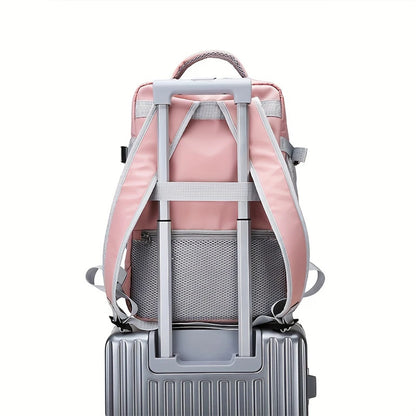 Large Capacity Fashionable Travel Backpack with Adjustable Suitcase, Travel Storage Bag, Multifunctional Leisure Bag