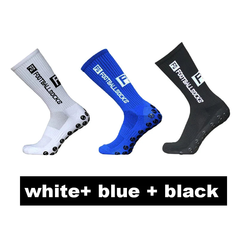 3/1Pair New Style FS Football Socks Round Silicone Suction Cup Grip Anti Slip Soccer Socks Sports Men Women Baseball Rugby Socks