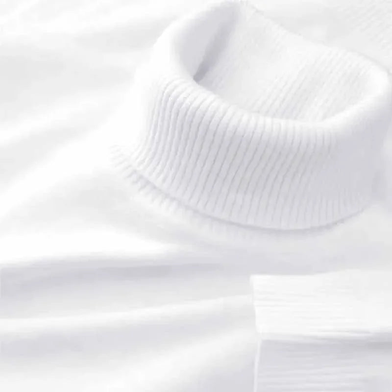 2025 New Mens Knitted Sweaters Solid Color Turtleneck Breathable Pullovers Warm Outdoor Basic Streetwear autumn Business Tops