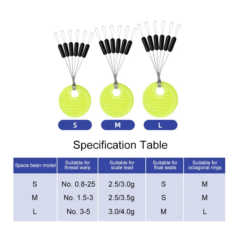 60pcs 10/20 Group Set Rubber Silicon Space Bean Sea Carp Fly Fishing Black Rubber Oval Stopper Fishing Float Fishing Bobber Part