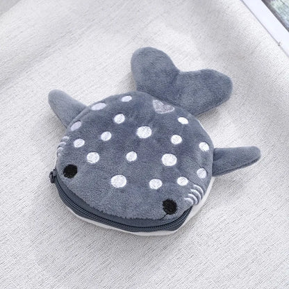 New Cartoon Shark Plush Coin Purse, Cute Pendant, Data Cable Bag, Zipper Bag