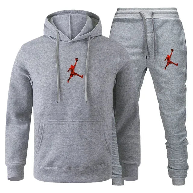 2025 Autumn/Winter Men's jogging Fitness sportswear Set: Fashionable long-sleeved sweatshirt + casual pants 2-piece set