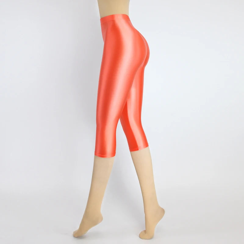 Satin Silky Smooth Women Pants Sexy Tight High Waist Gloss Pants Capris Yoga Sports Joggers Sweatpants Women Pants Bottoms
