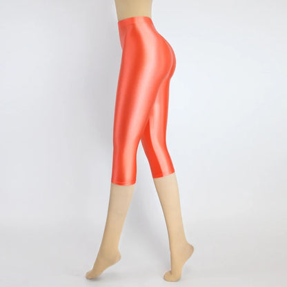 Satin Silky Smooth Women Pants Sexy Tight High Waist Gloss Pants Capris Yoga Sports Joggers Sweatpants Women Pants Bottoms