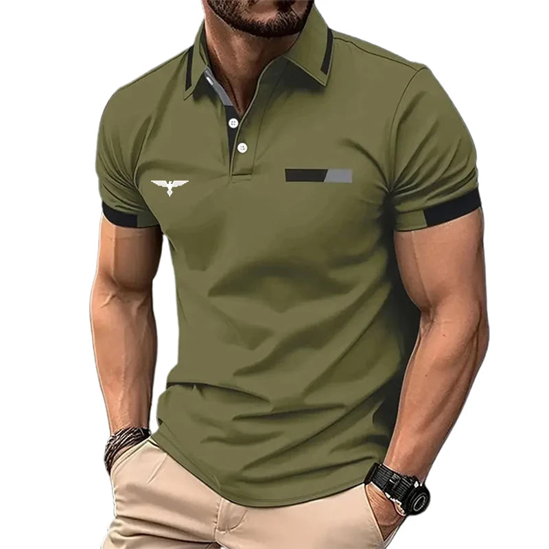 Men's Polo Shirt Button Up Polos Casual Holiday Lapel Short Sleeve Fashion Basic Color Block Summer Regular Fit Polo Shirt