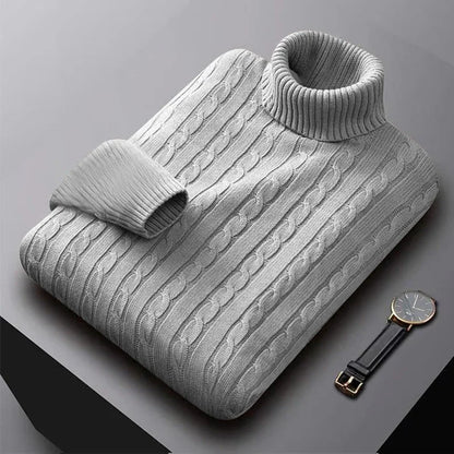2025 New Men's High Neck Sweater Solid Color Pullover Knitted Warm Casual Turtleneck Sweatwear Woolen Mens Winter Outdoor Tops