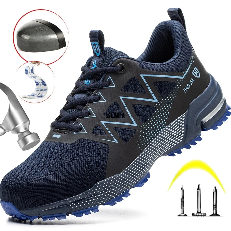Fashion Safety Shoes Men Steel Toe Sneakers Puncture Proof Breathable Work Safety Boots Man Comfy Work Shoes Male Security Boots