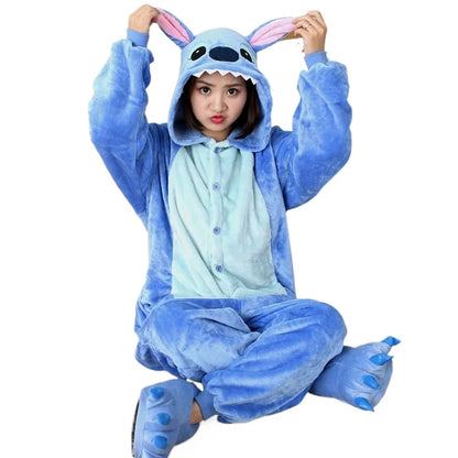 Kigurumi Stitch Cartoon Pajamas Onesies For Adults Women Men Animal Pyjamas Jumpsuits Christmas Halloween Cosplay Party Costumes