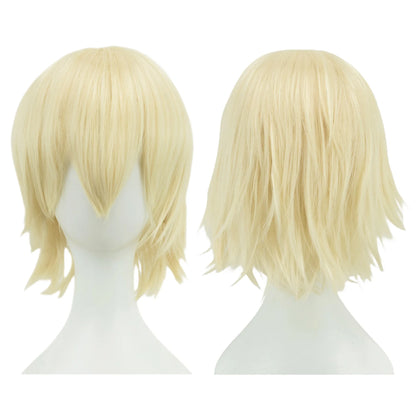 Synthetic Unisex 12 Inches Short Cosplay Hair Party BOB Wigs with Bangs Pink Blonde Orange Halloween Costume Lolita Wig