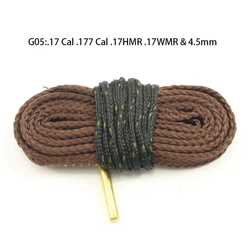 1pc Gun Bore Rope Brush Cleaner Cleaning Snakes Hunting Barrel Snake For 5.56mm/.223/.22/9mm/Cal .380/12 GA/. 30 Cal/.308 Rifle