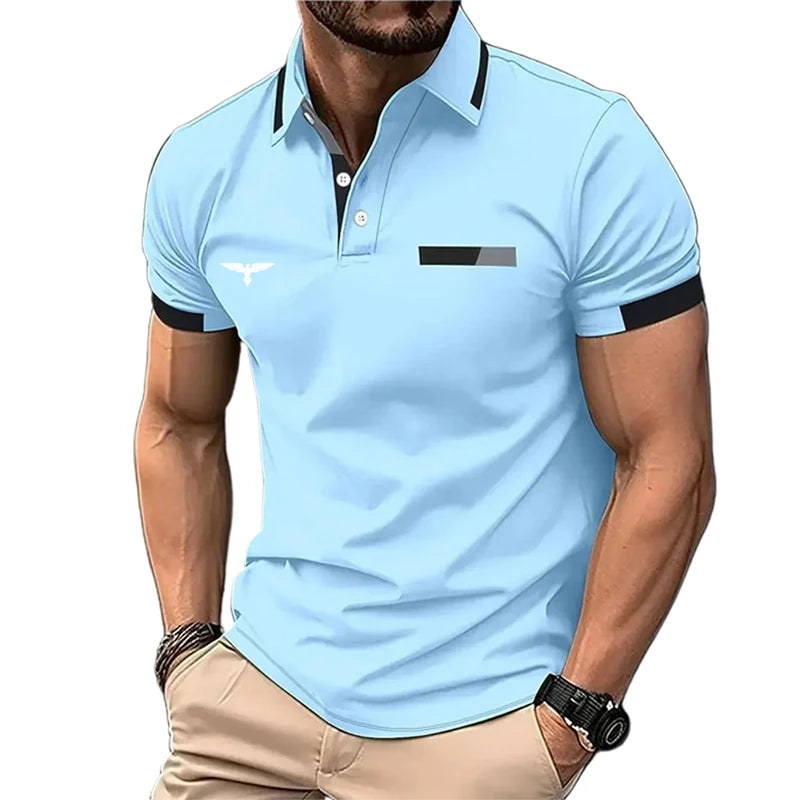 Men's Polo Shirt Button Up Polos Casual Holiday Lapel Short Sleeve Fashion Basic Color Block Summer Regular Fit Polo Shirt