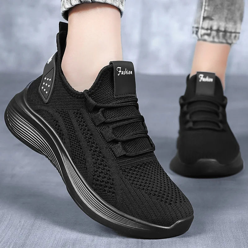 Women Casual Shoes 2025 Hot Sale Breathable Air Mesh Slip-on Female Sock Footwear Outdoor Women Sneakers Thick Bottom Platforms