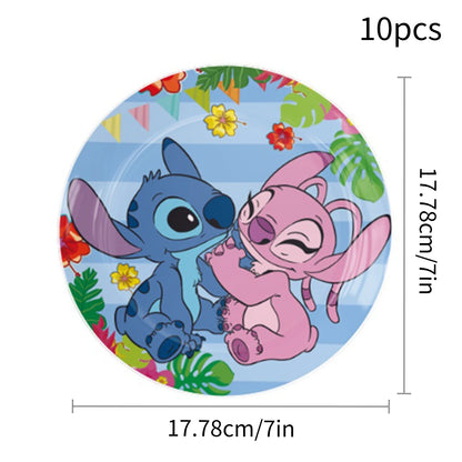 Lilo and Stitch Birthday Party Decoration Girl Boy Disposable Tableware Tablecloth Candy Bag Plate Paper Cup Supplies Kit