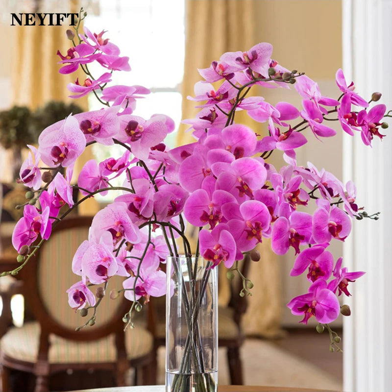 9 Heads 98cm Artificial Butterfly Orchid Flowers Fake Moth Orchids Flowers for Wedding Christmas Festival Home Decor