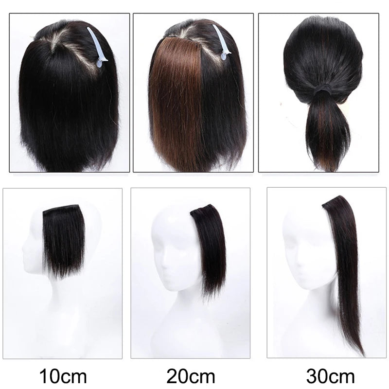 Synthetic 10/20/30cm Short Straight Hair Pieces Invisible Clip in Hair Top Side Cover Hair Accessories for Women