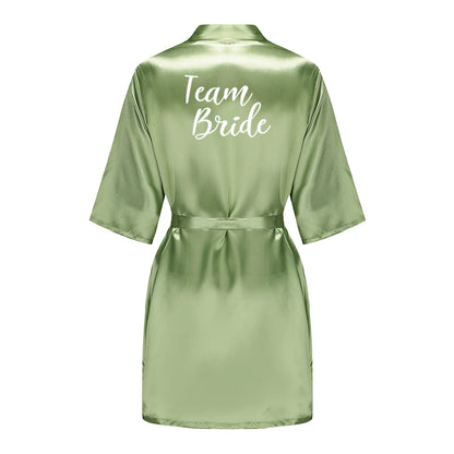 Satin Silk Robes Plus Size Wedding Bathrobe Bride Bridesmaid Mother Maid of Honor Gown Women Clothing Sleepwear Sage Green