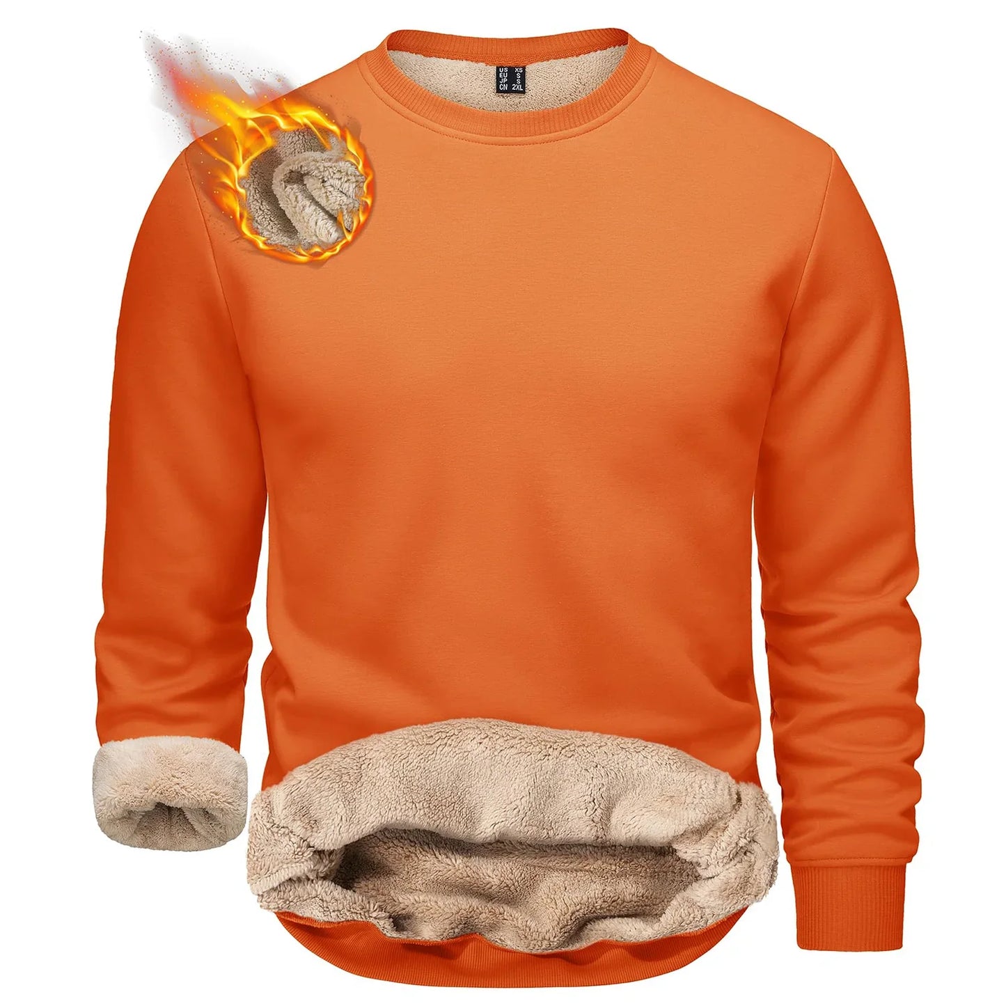 TACVASEN Winter Thicken Fleece Crewneck Sweatshirt Mens Warm Sherpa Lined Heavy Winter Pullover Basic Tops Shirts No Hood Hoodie