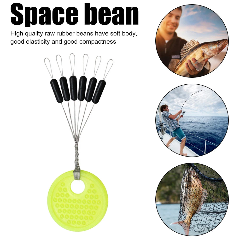60pcs 10/20 Group Set Rubber Silicon Space Bean Sea Carp Fly Fishing Black Rubber Oval Stopper Fishing Float Fishing Bobber Part