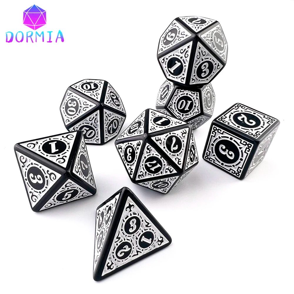 Dice Games TRPG DND Dice Set Most POP Multi Colours Amazing Retro Font Style And Pattern For Souvenirst Entertainment Board Game
